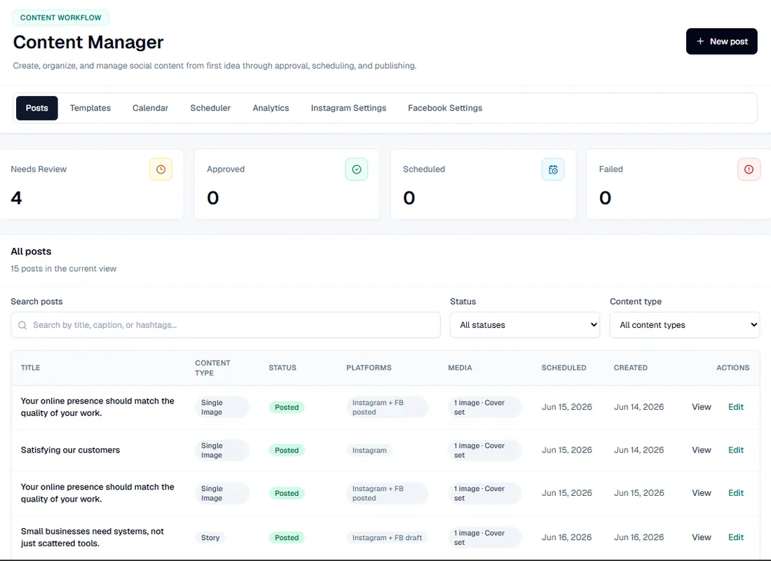 Content manager project screenshot